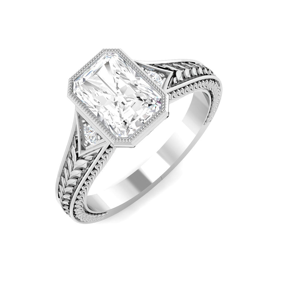 Vintage Lab-Grown Diamond Ring 1.57ct–1.6ct – SR6747 – 18k White Gold