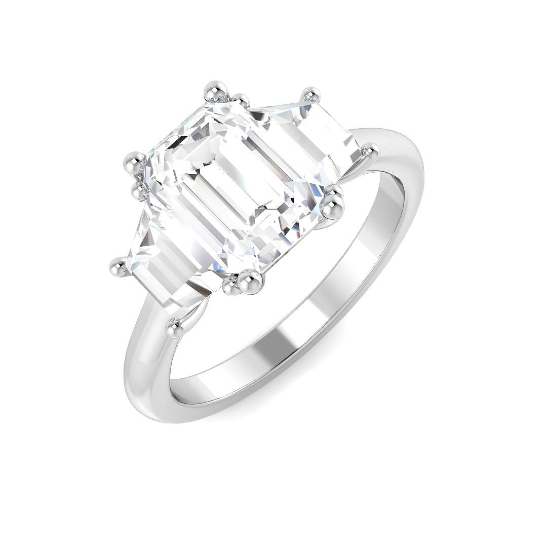Three Stone Lab-Grown Diamond Ring 3.15ct–3.26ct – SR6330 – 18k White Gold