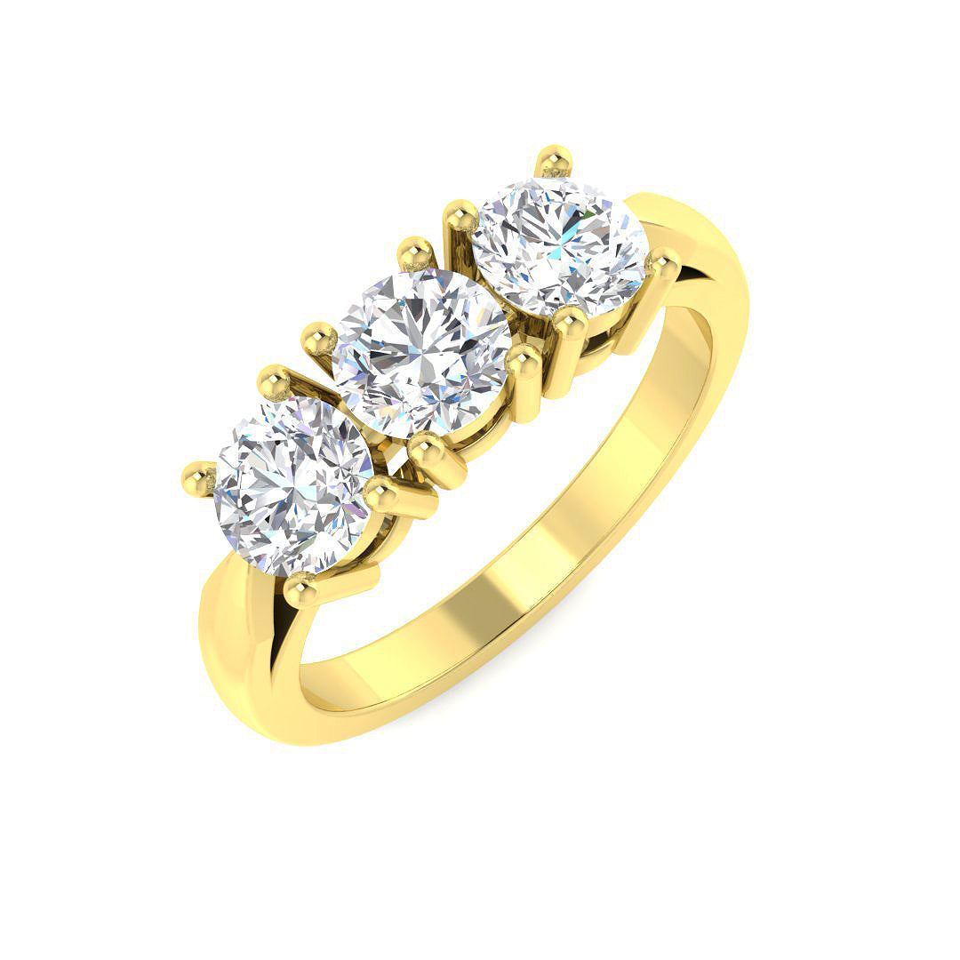 Three Stone Diamond Ring 0.57ct–3.21ct – SR4262 – 18k Yellow Gold