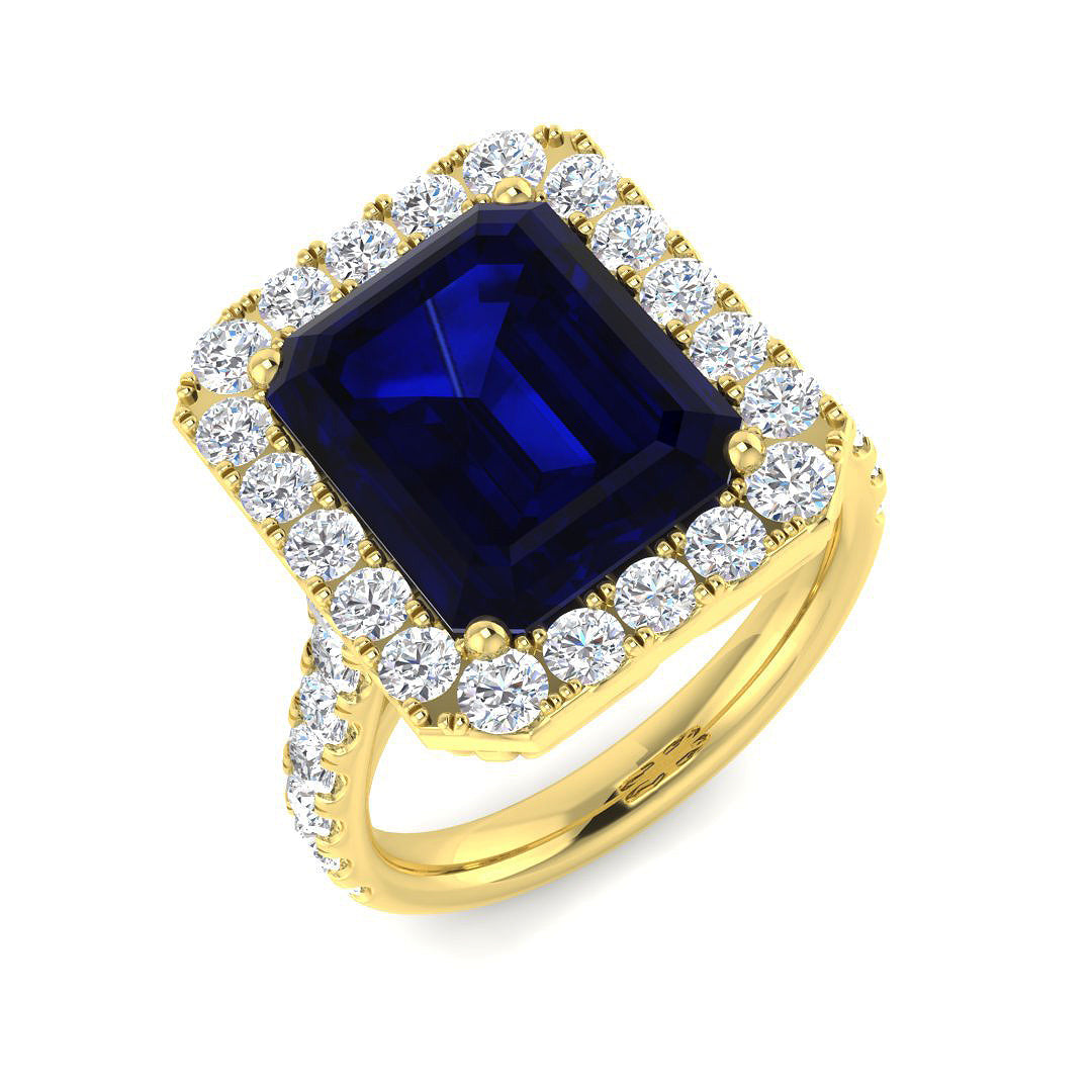 Blue Sapphire Diamond Ring 0.56ct–7.29ct – SR379~BS – 18k Yellow Gold