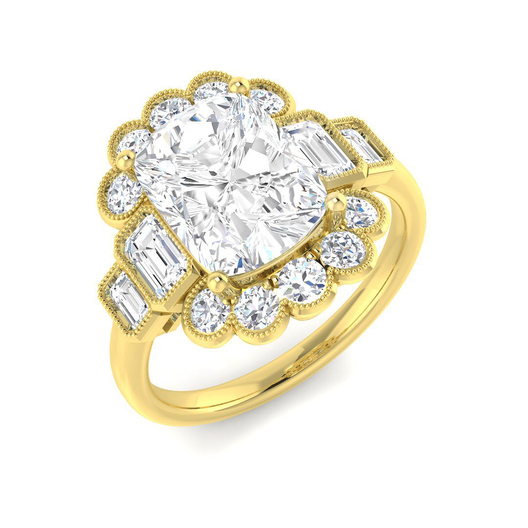 Vintage Lab-Grown Diamond Ring 2.85ct–4.3ct – SR6964 – 18k Yellow Gold