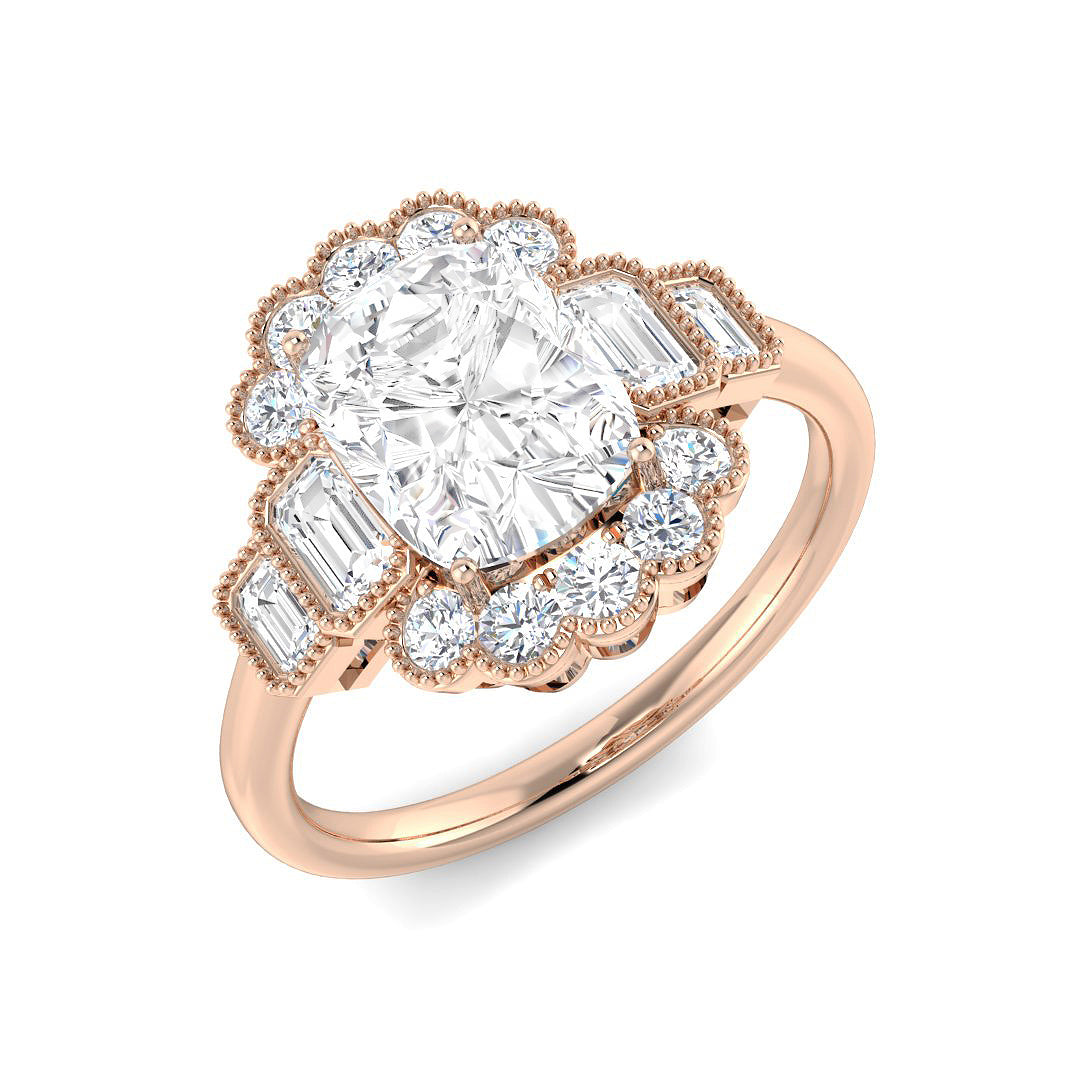 Vintage Lab-Grown Diamond Ring 2.85ct–4.3ct – SR6964 – 18k Rose Gold