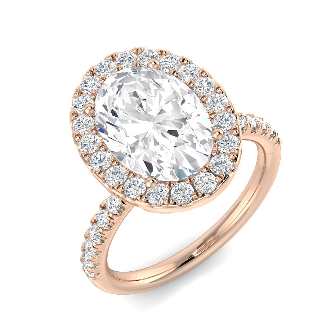 Halo Diamond Ring 0.63ct–5.92ct – SR54 – 18k Rose Gold