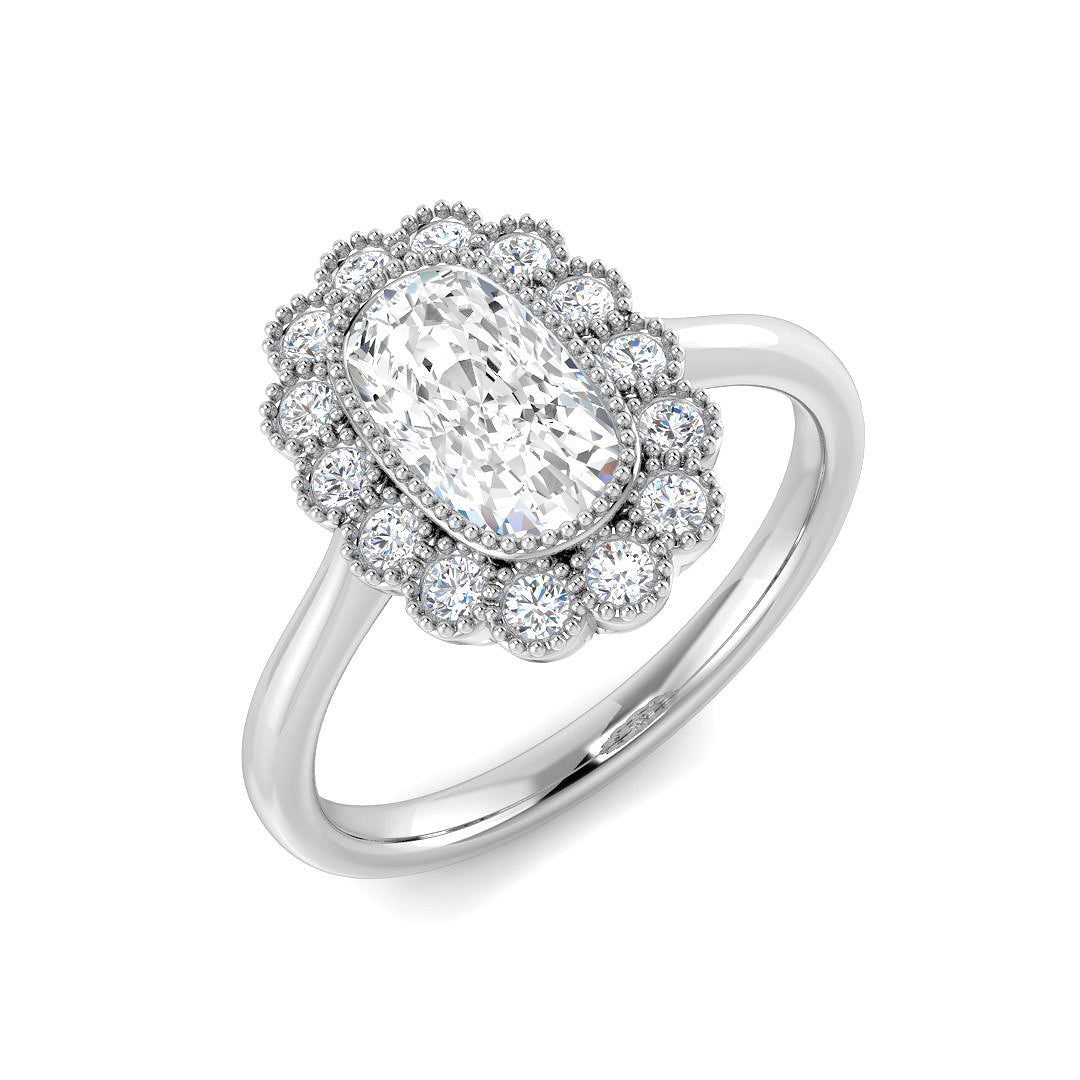 Vintage Lab-Grown Diamond Ring 1.31ct–4.31ct – SR7270 – 18k White Gold