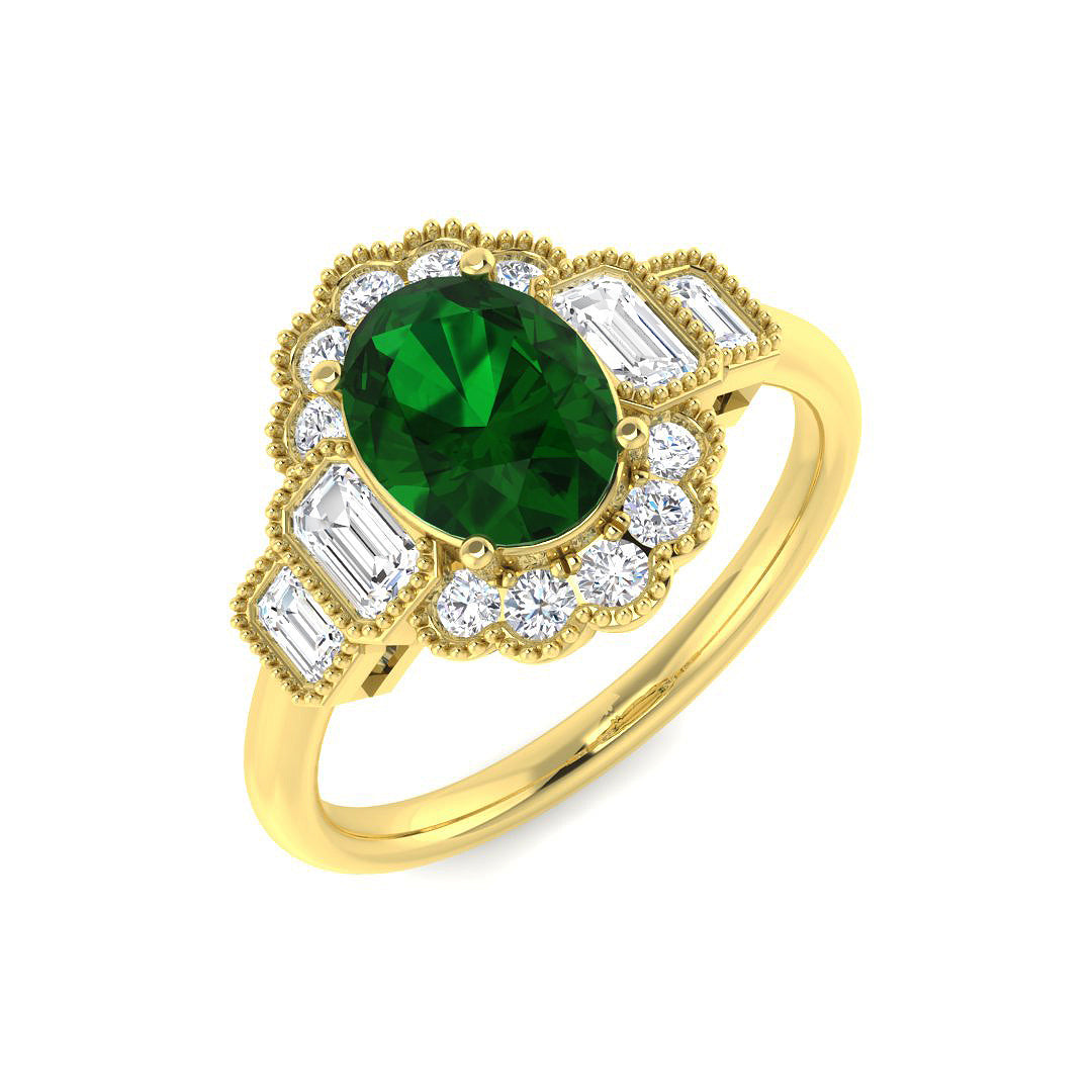 Vintage Lab-Grown Diamond Ring 1.79ct – SR7479~COEM – 18k Yellow Gold