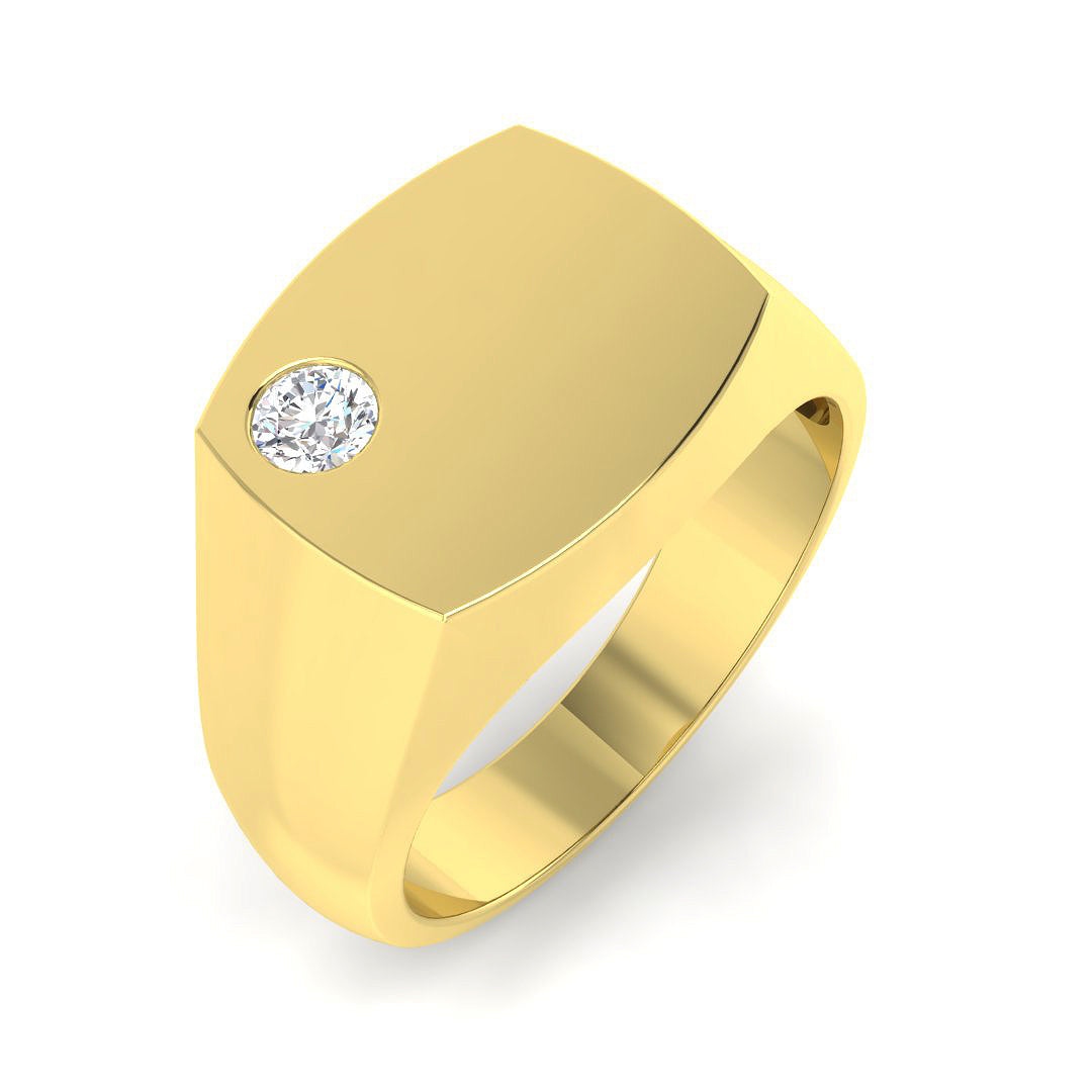 Signet Diamond Ring 0.21ct – SR5572 – 18k Yellow Gold