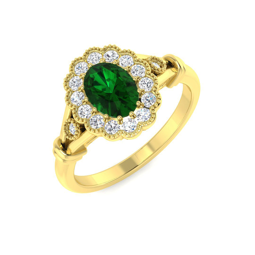 Vintage Lab-Grown Diamond Ring 1.04ct–2.18ct – SR7462~COEM – 18k Yellow Gold