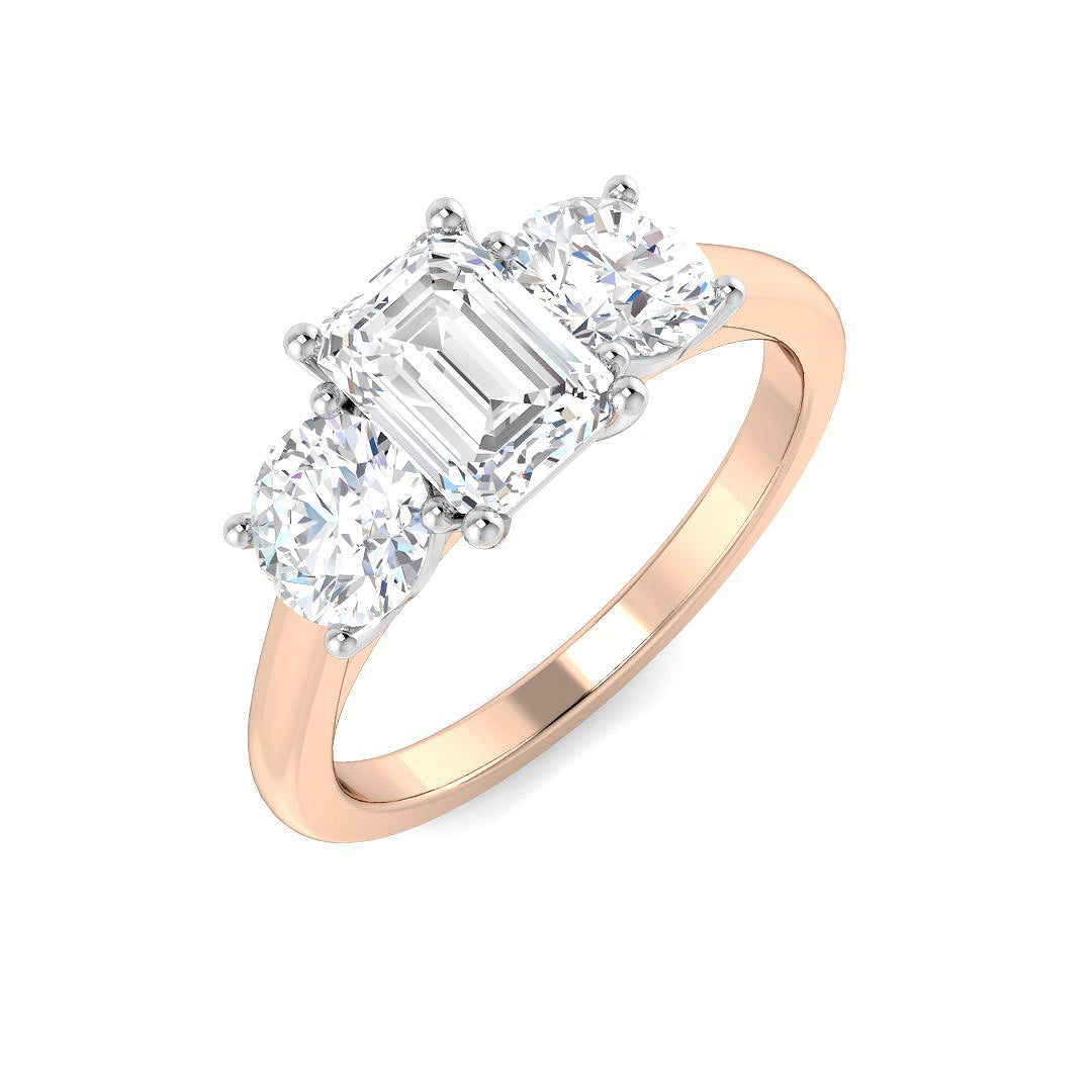 Three Stone Lab-Grown Diamond Ring 1.99ct–2.08ct – SR5108 – 18k Rose Gold