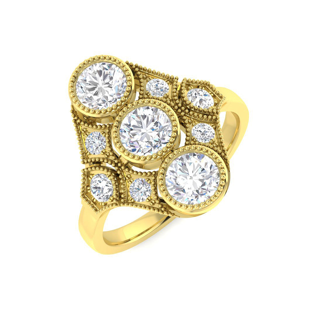 Vintage Lab-Grown Diamond Ring 1.45ct – SR7627 – 18k Yellow Gold