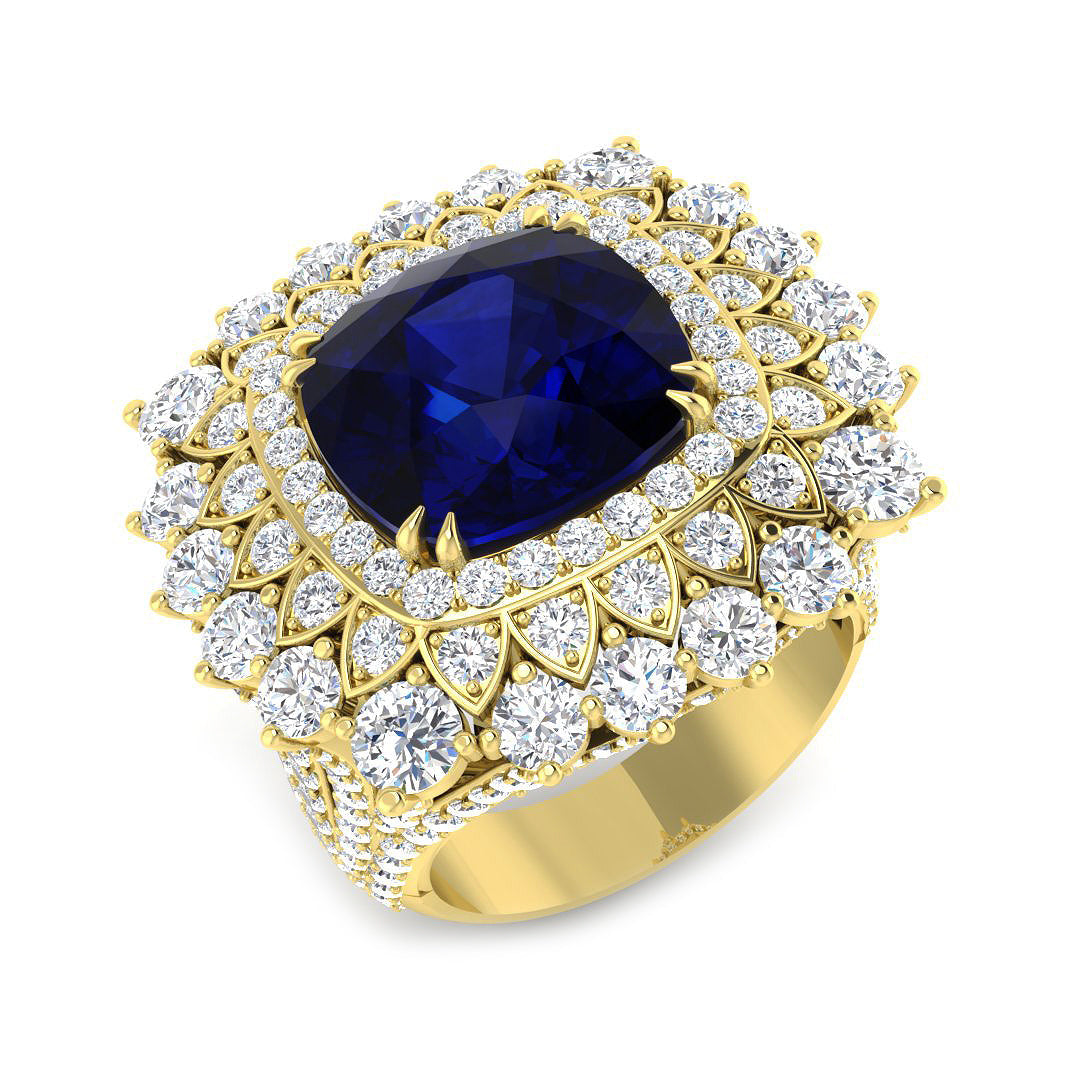 Fancy Lab-Grown Diamond Ring 13.9ct – SR4363~BS – 18k Yellow Gold