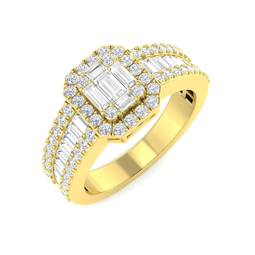 Baguette & Brilliant Diamond Ring 0.56ct–1.67ct – SL7103 – 18k Yellow Gold