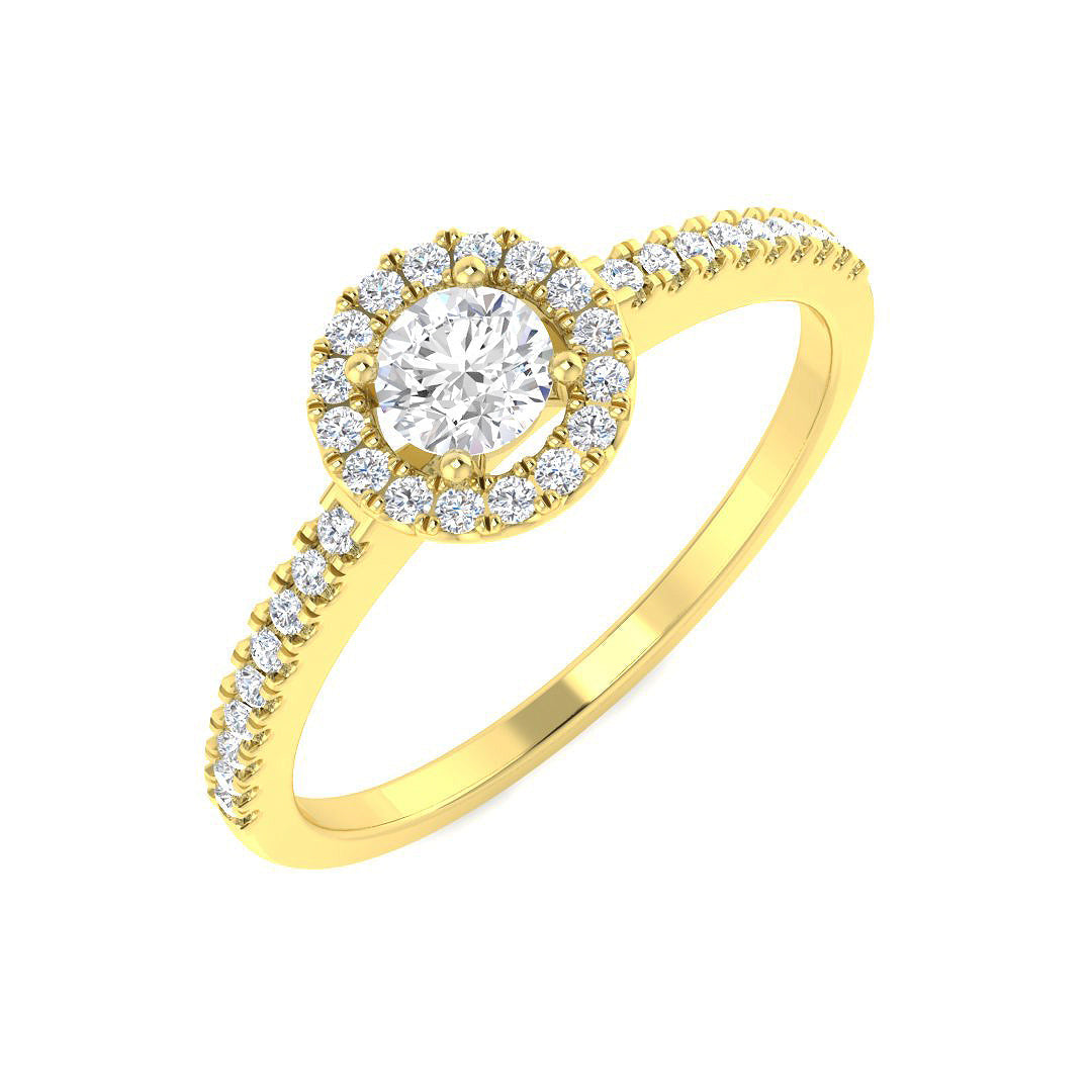 Halo Diamond Ring 0.51ct – DNR0791 – 18k Yellow Gold