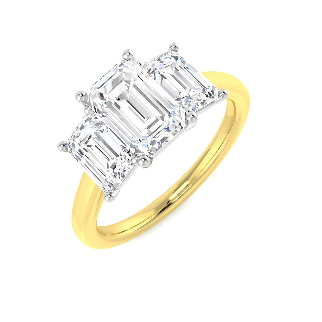 Three Stone Lab-Grown Diamond Ring 2.71ct–3.12ct – SR5793 – 18k Yellow Gold