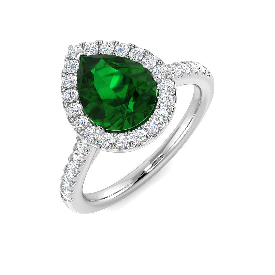 Emerald Diamond Ring 0.87ct–3.39ct – SR386~EM – 18k White Gold