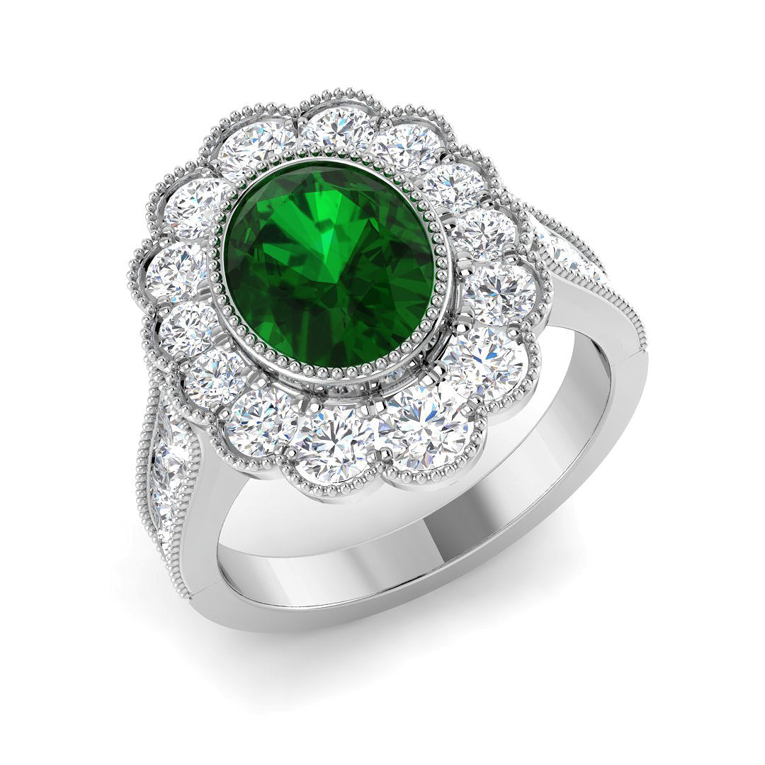 Vintage Lab-Grown Diamond Ring 1.34ct–3.06ct – SR7469~COEM – 18k White Gold