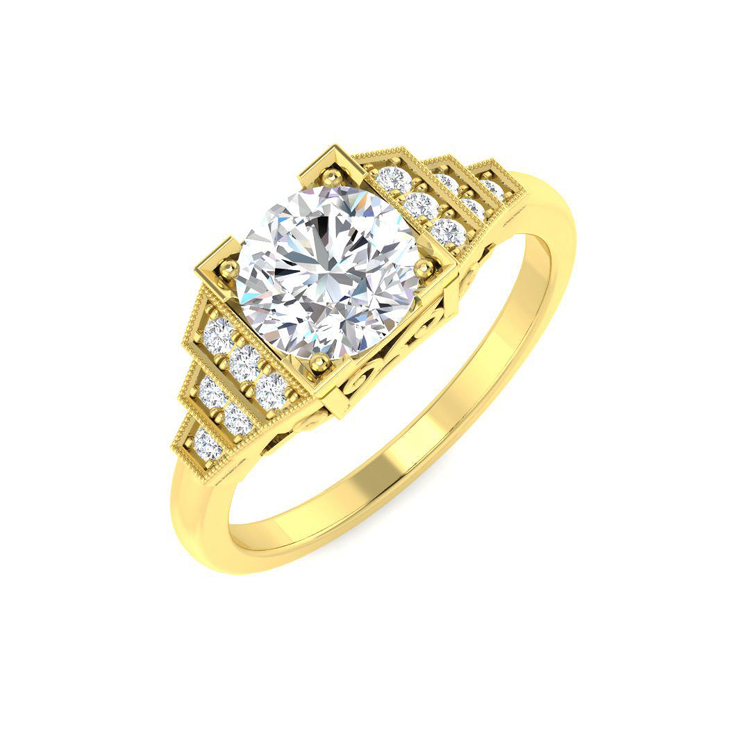 Vintage Lab-Grown Diamond Ring 1.2ct – SR4804 – 18k Yellow Gold