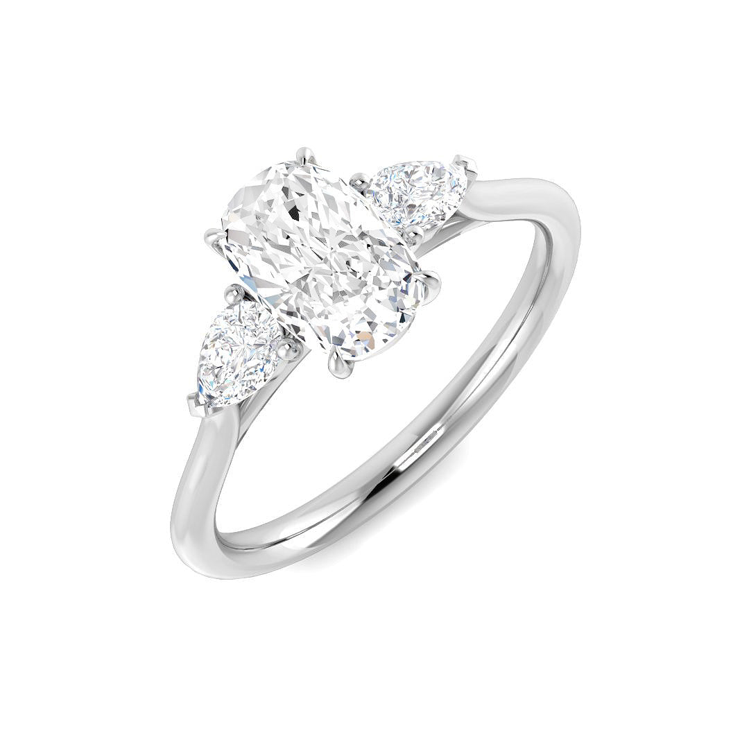 Three Stone Lab-Grown Diamond Ring 1.29ct–2.77ct – SR5787 – 18k White Gold