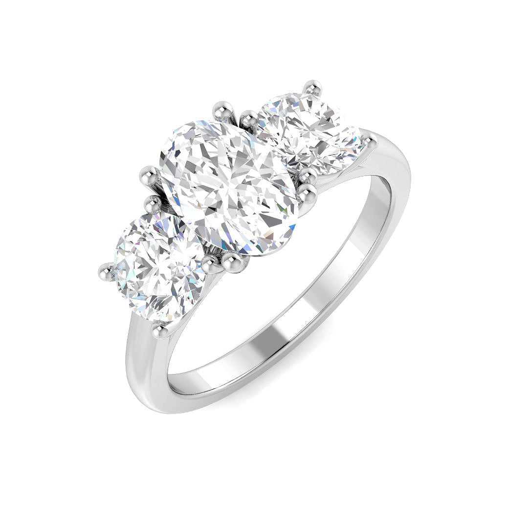 Three Stone Lab-Grown Diamond Ring 2.18ct–2.47ct – SR5147 – 18k White Gold