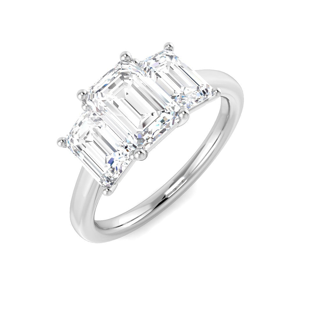 Three Stone Lab-Grown Diamond Ring 2.74ct–3.0ct – SR6053 – 18k White Gold