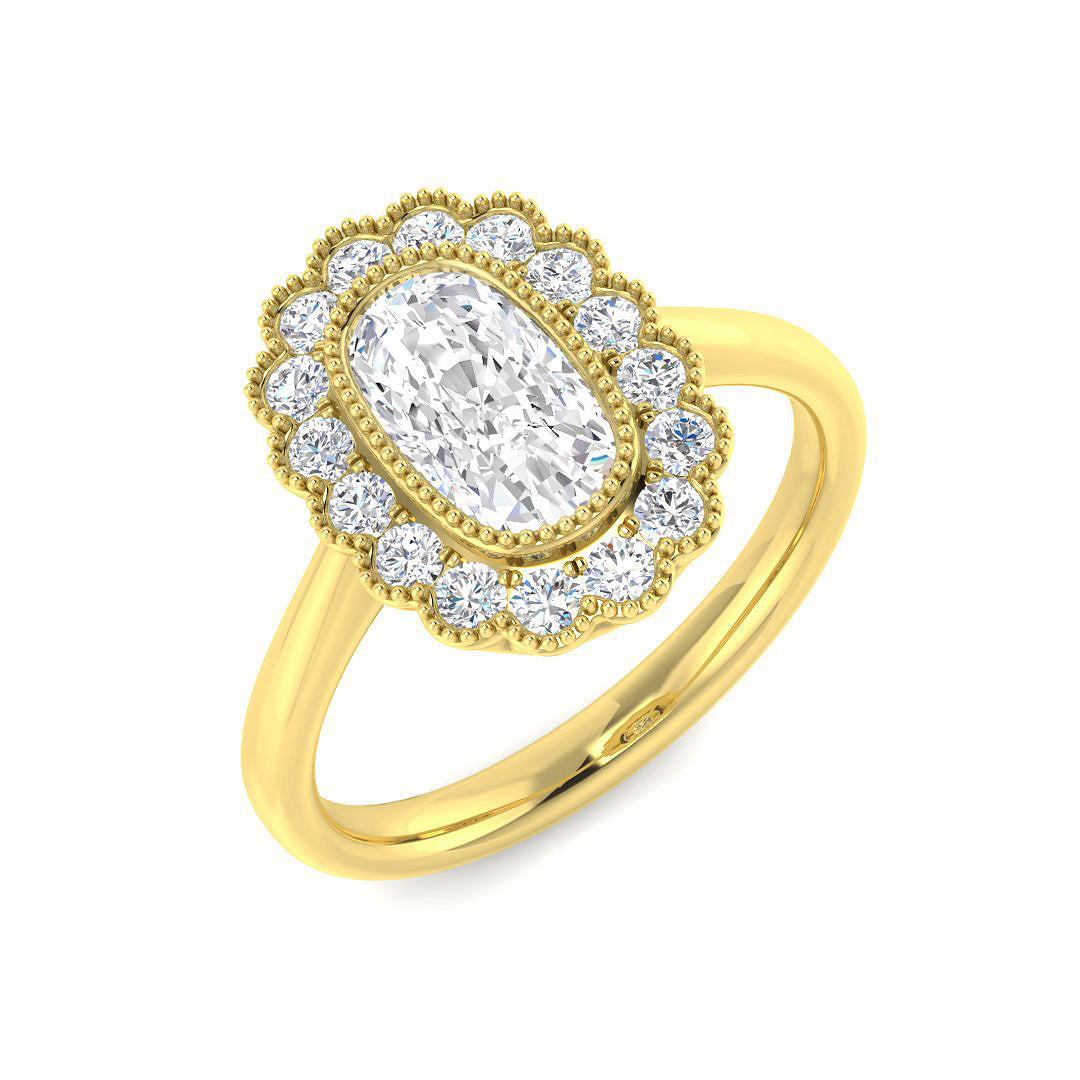 Vintage Lab-Grown Diamond Ring 1.36ct–4.03ct – SR7523 – 18k Yellow Gold