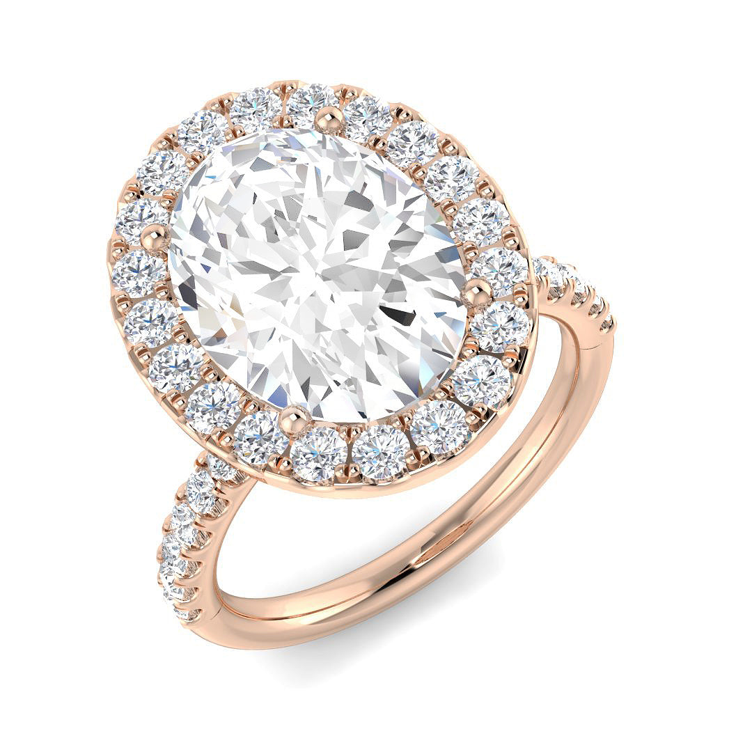 Halo Diamond Ring 0.63ct–5.92ct – SR54 – 18k Rose Gold