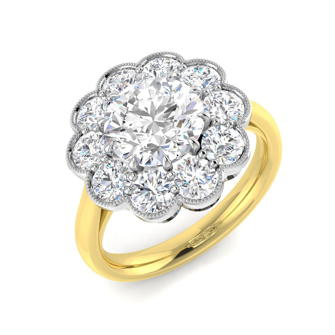 Cluster Lab-Grown Diamond Ring 1.78ct–3.23ct – SR5029 – 18k Yellow Gold