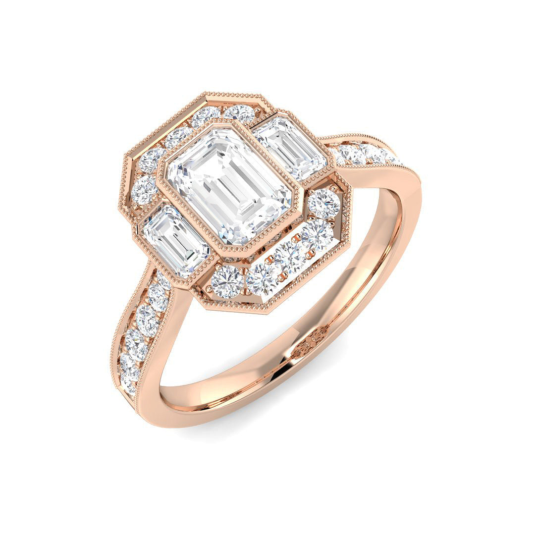 Three Stone Lab-Grown Diamond Ring 1.36ct–2.62ct – SR7014 – 18k Rose Gold