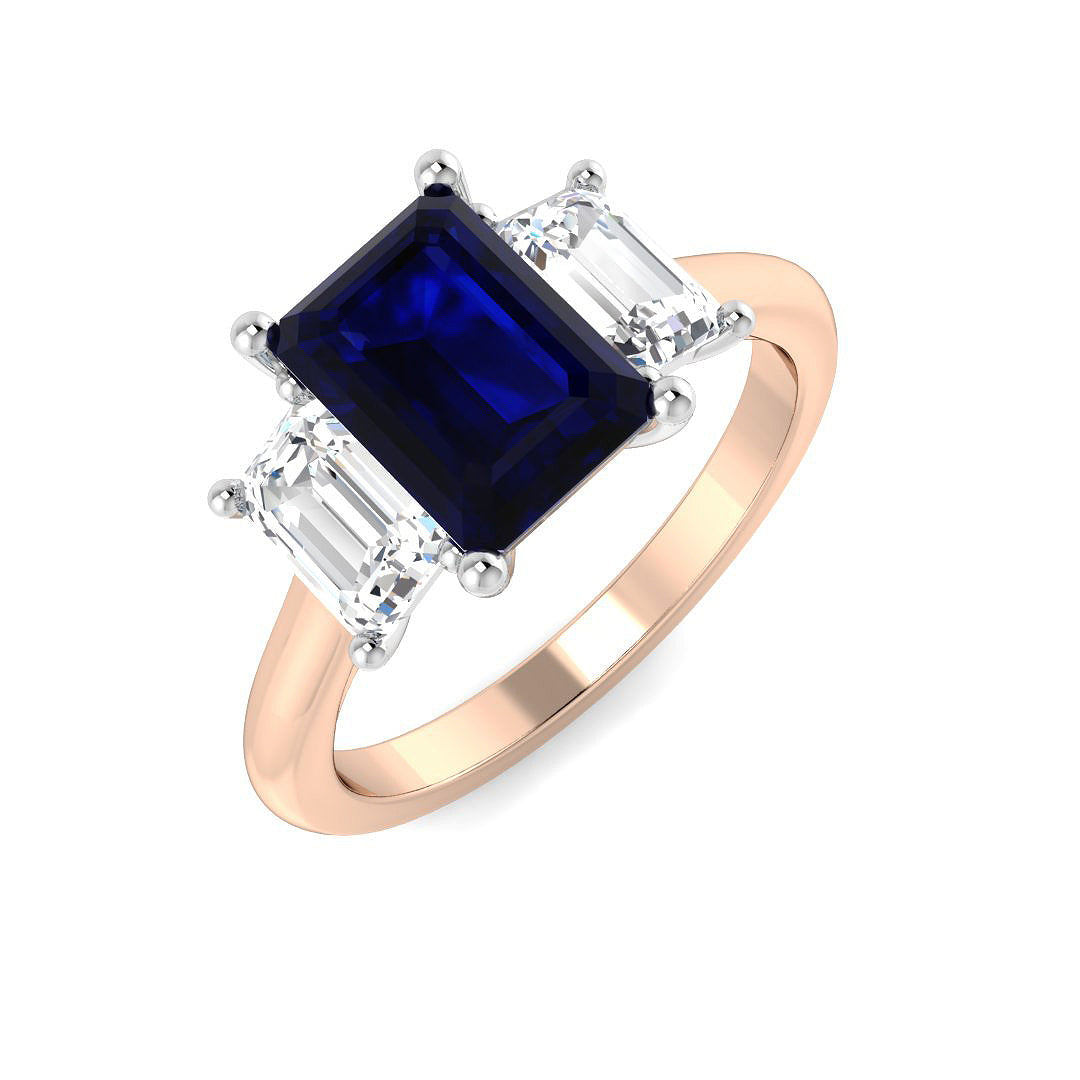 Three Stone Lab-Grown Diamond Ring 3.04ct–3.41ct – SR4517 – 18k Rose Gold