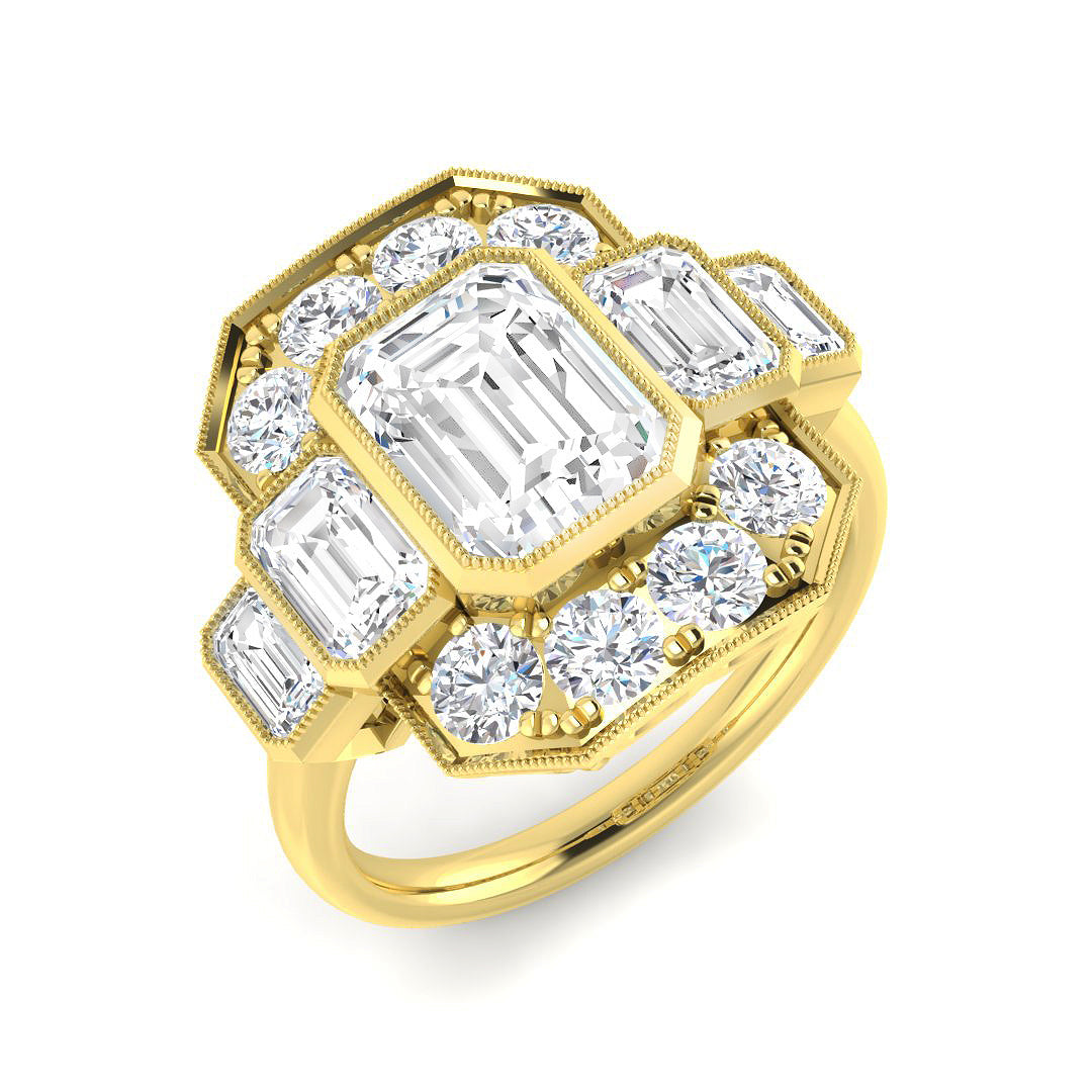 Five Stone Lab-Grown Diamond Ring 2.07ct–4.08ct – SR7006 – 18k Yellow Gold
