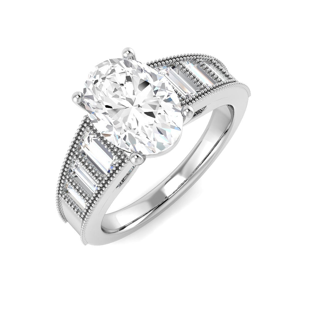 Vintage Lab-Grown Diamond Ring 2.6ct–2.62ct – SR6932 – 18k White Gold