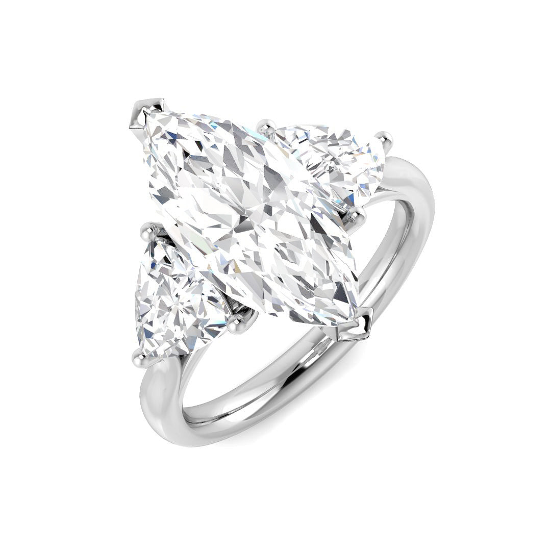 Three Stone Lab-Grown Diamond Ring 2.35ct–4.45ct – SR1185 – 18k White Gold