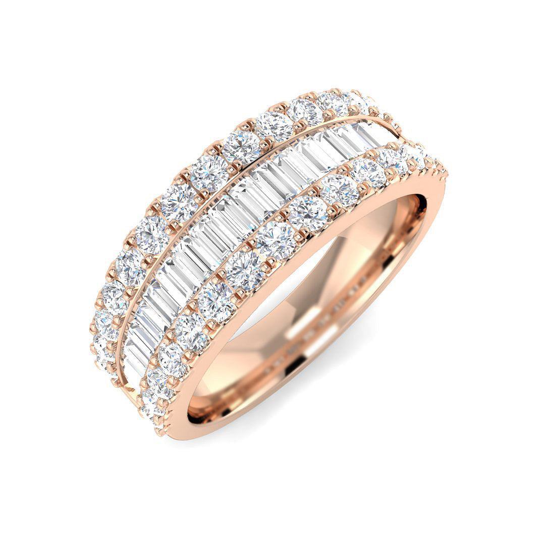 Baguette & Brilliant Diamond Ring 1.01ct–2.88ct – SR1888 – 18k Rose Gold