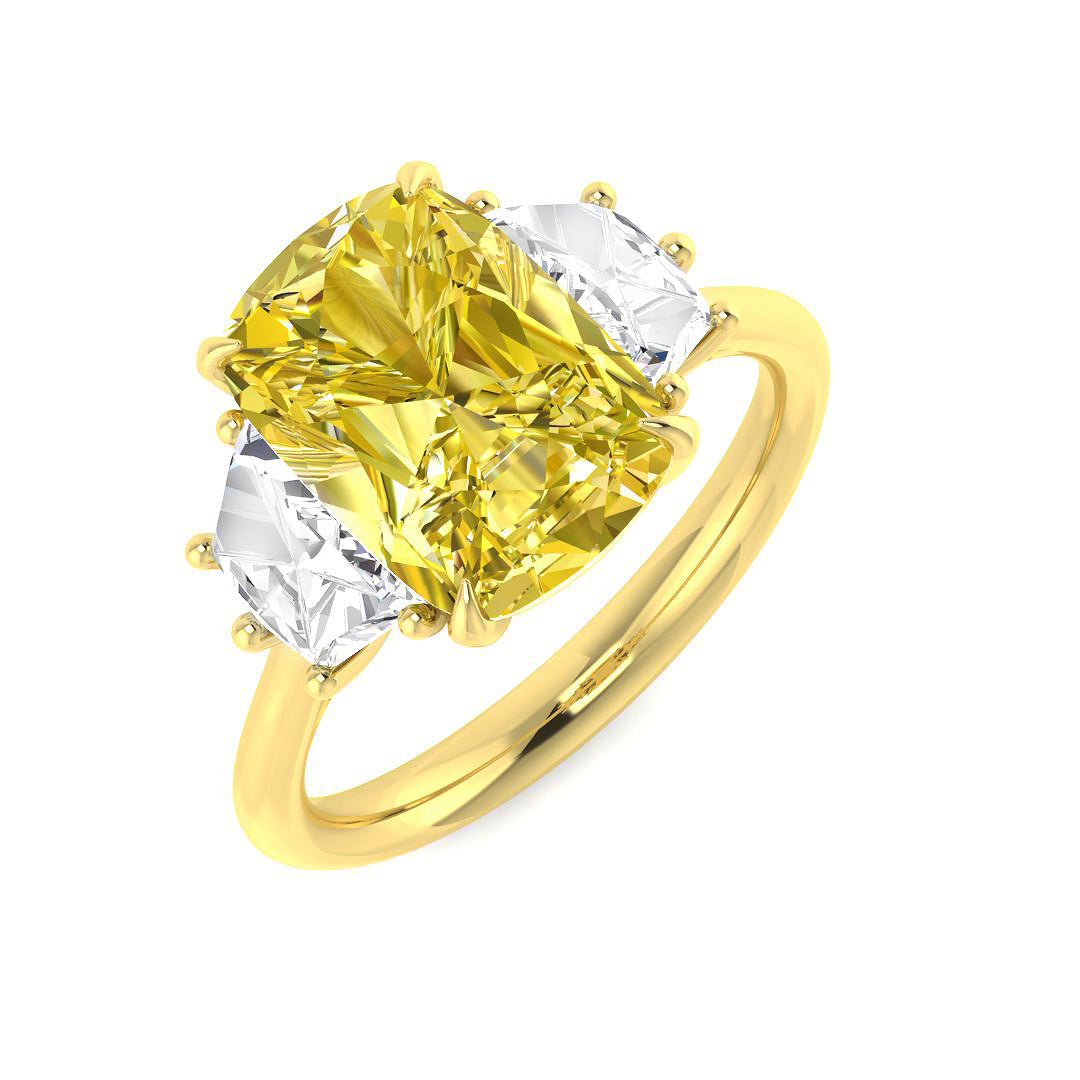 Three Stone Lab-Grown Diamond Ring 2.7ct–4.11ct – SR6975~LGYD – 18k Yellow Gold