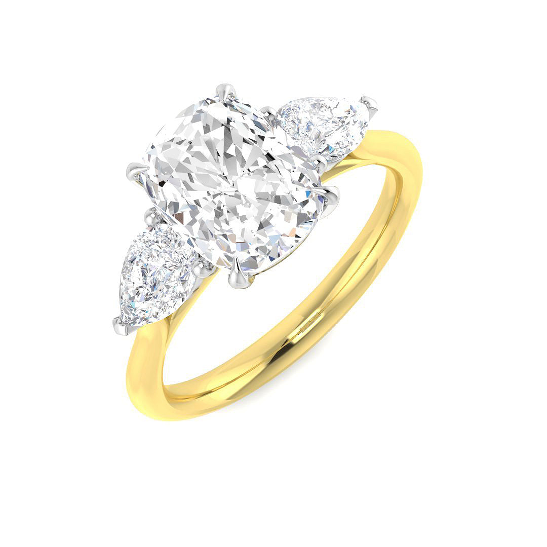 Three Stone Lab-Grown Diamond Ring 1.29ct–2.77ct – SR5787 – 18k Yellow Gold