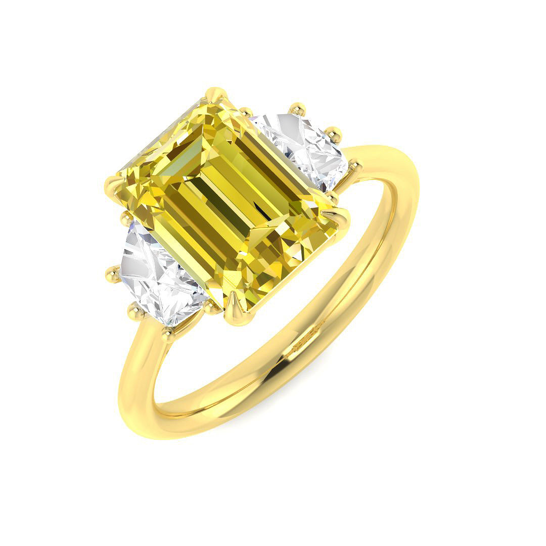 Three Stone Lab-Grown Diamond Ring 2.71ct–4.38ct – SR6948~LGYD – 18k Yellow Gold