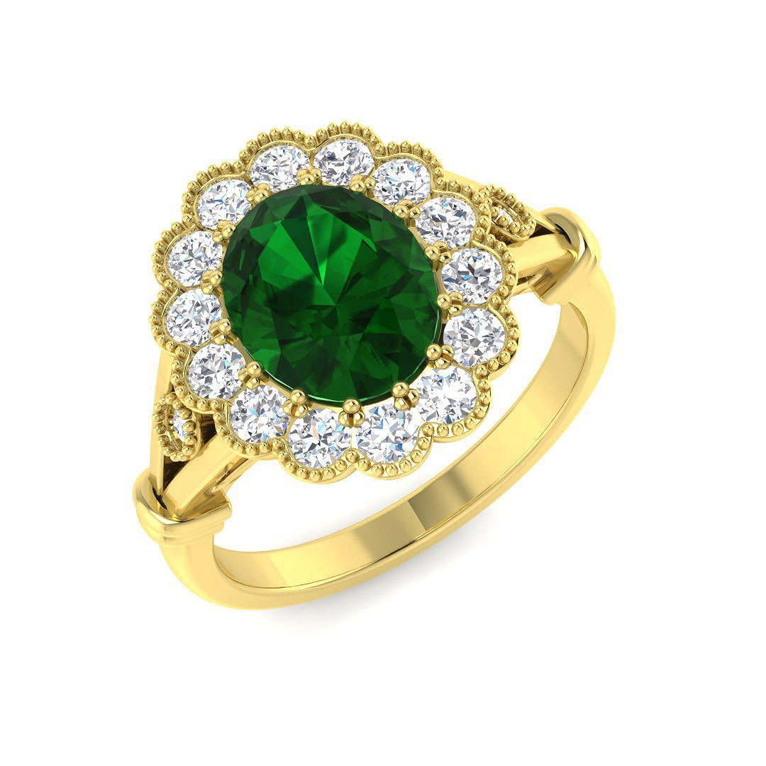 Vintage Lab-Grown Diamond Ring 1.04ct–2.18ct – SR7462~COEM – 18k Yellow Gold