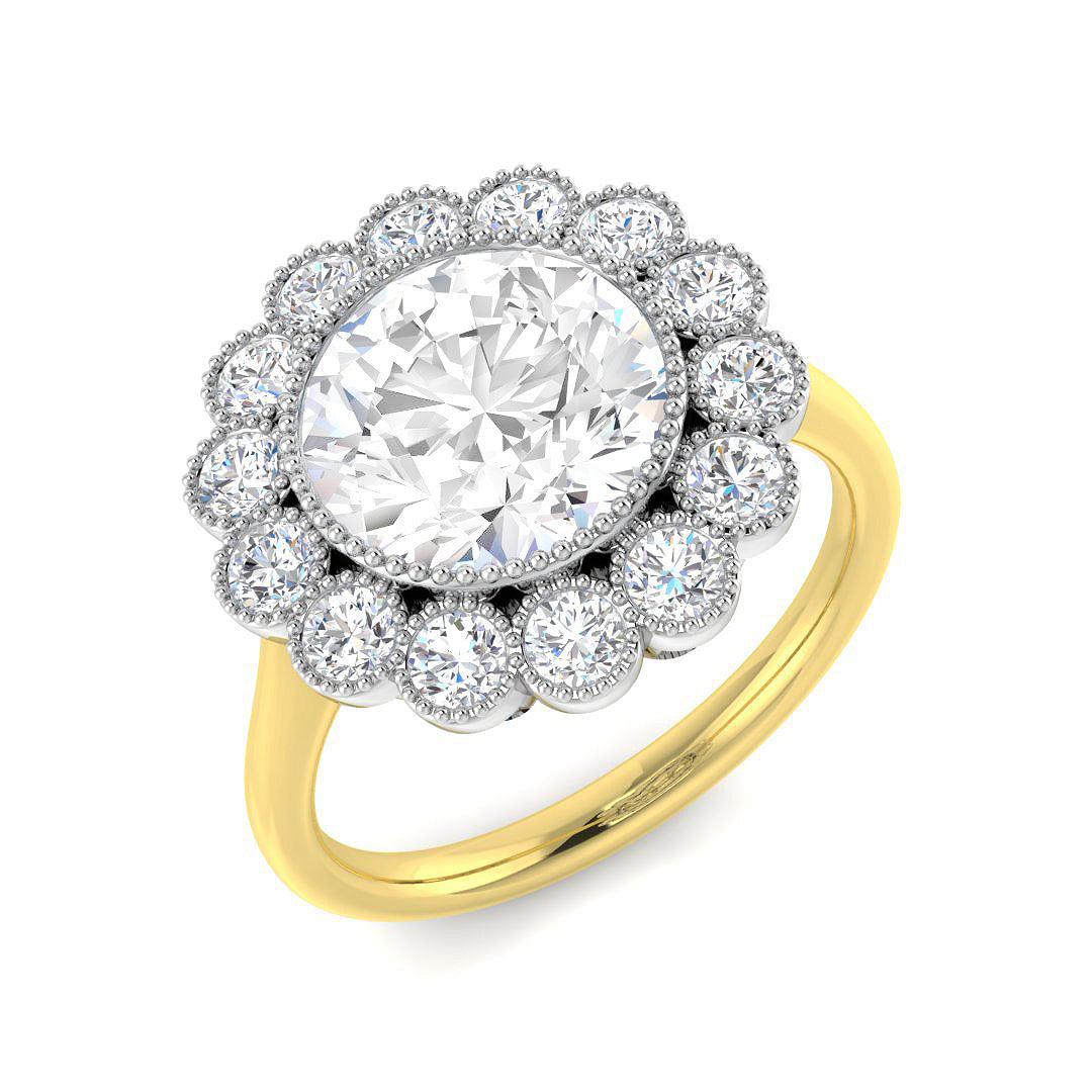 Vintage Lab-Grown Diamond Ring 1.34ct–3.8ct – SR7351 – 18k Yellow Gold