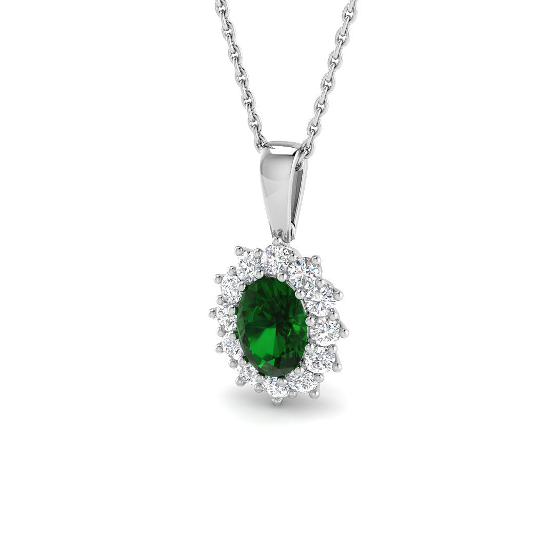 Emerald Diamond Ring 1.11ct – SP7106~EM – 18k White Gold