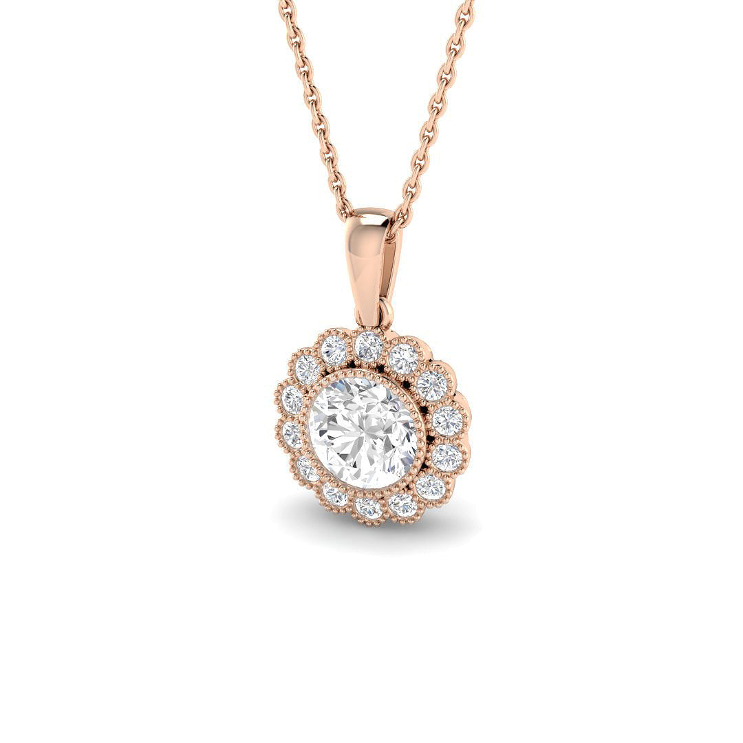 Halo Lab-Grown Diamond Ring 1.28ct–1.29ct – SP7158 – 18k Rose Gold