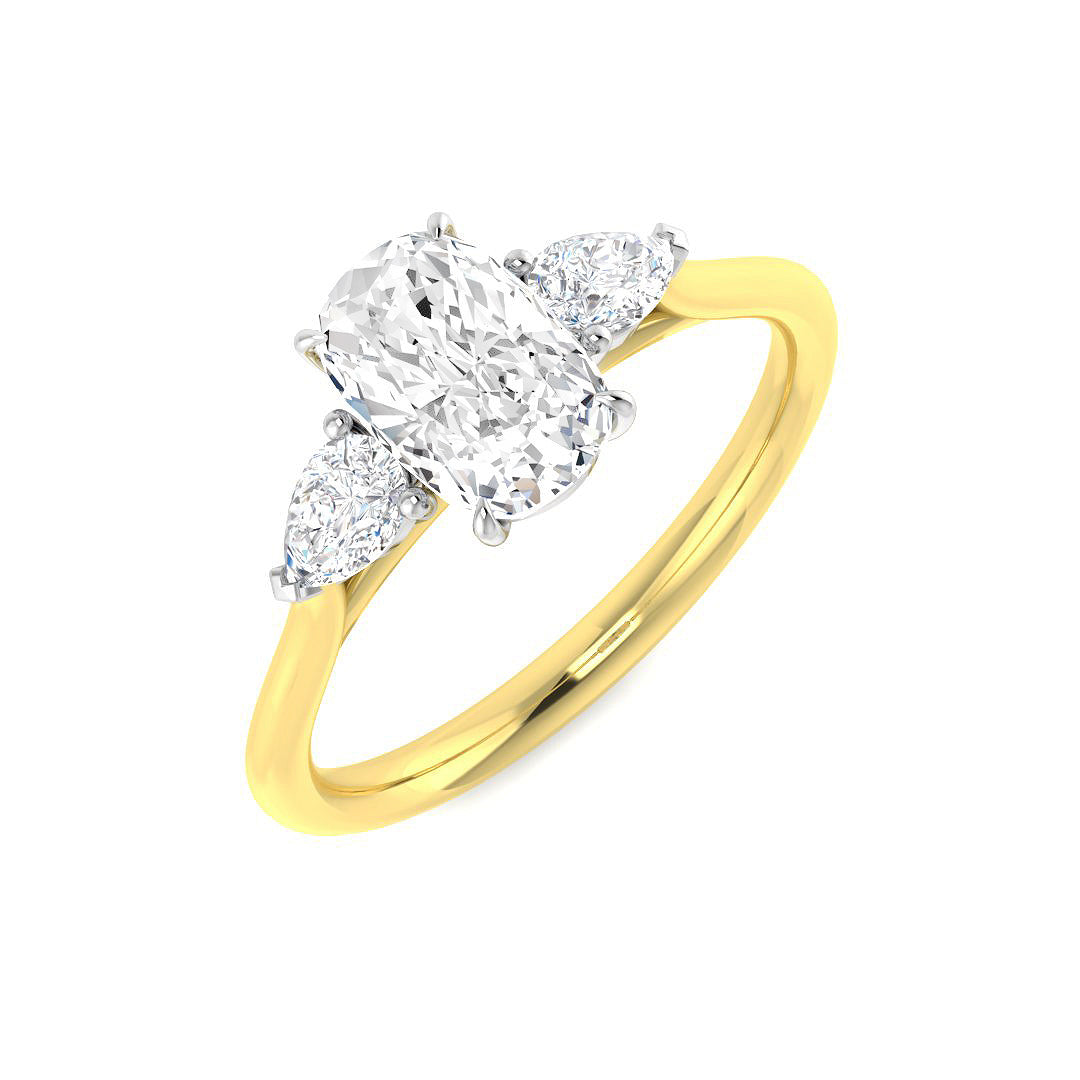 Three Stone Lab-Grown Diamond Ring 1.29ct–2.77ct – SR5787 – 18k Yellow Gold