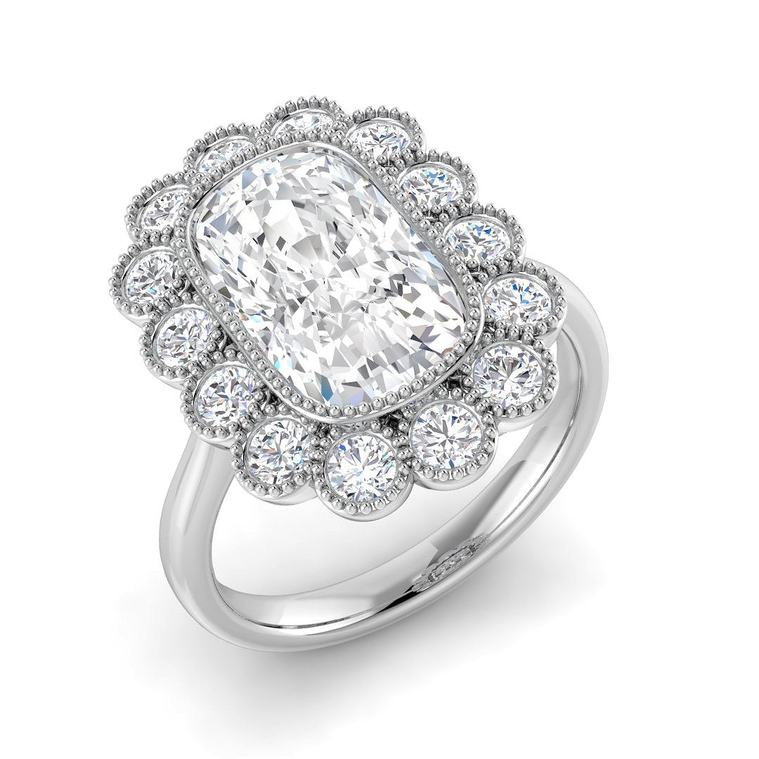 Vintage Lab-Grown Diamond Ring 1.31ct–4.31ct – SR7270 – 18k White Gold