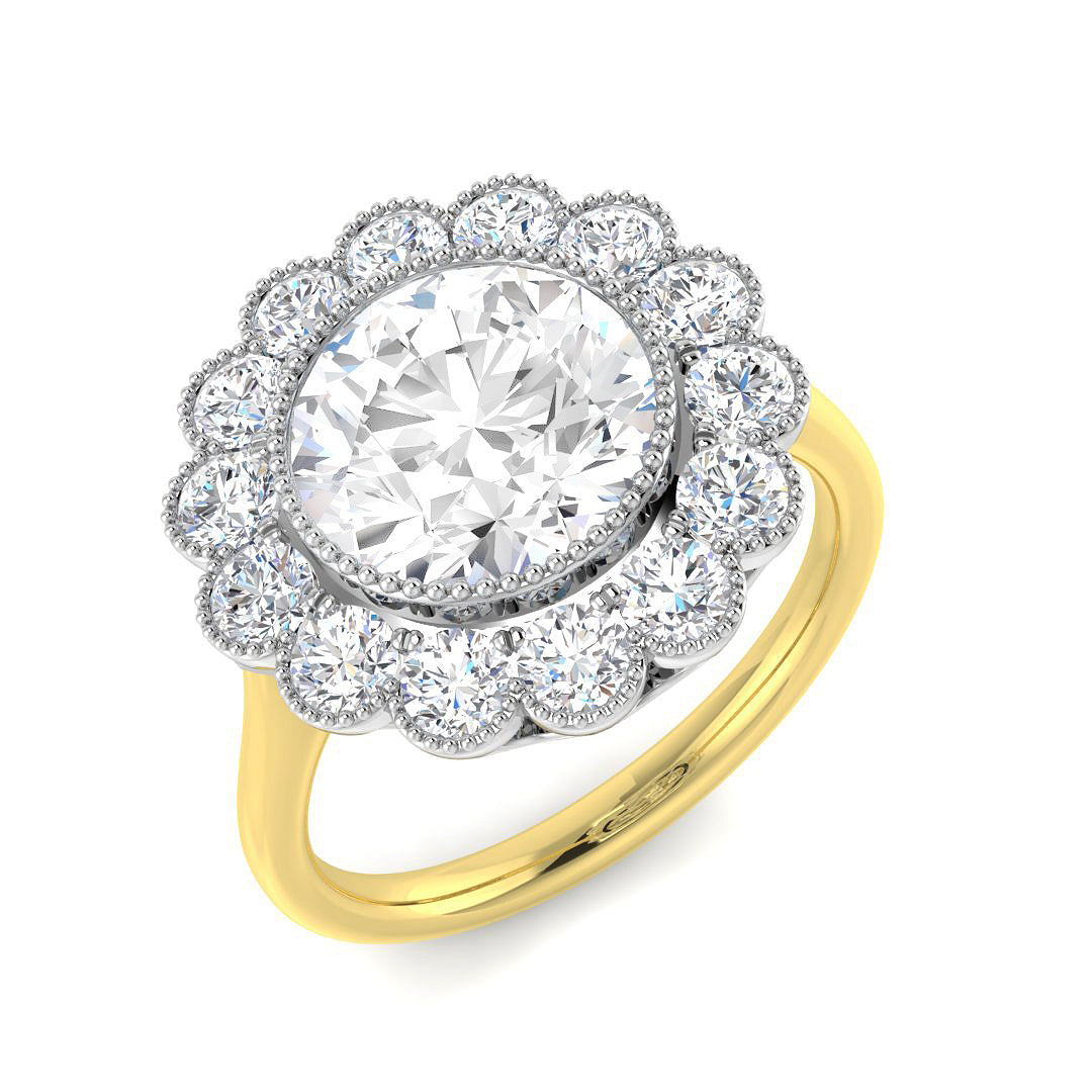 Vintage Lab-Grown Diamond Ring 1.36ct–4.07ct – SR7350 – 18k Yellow Gold