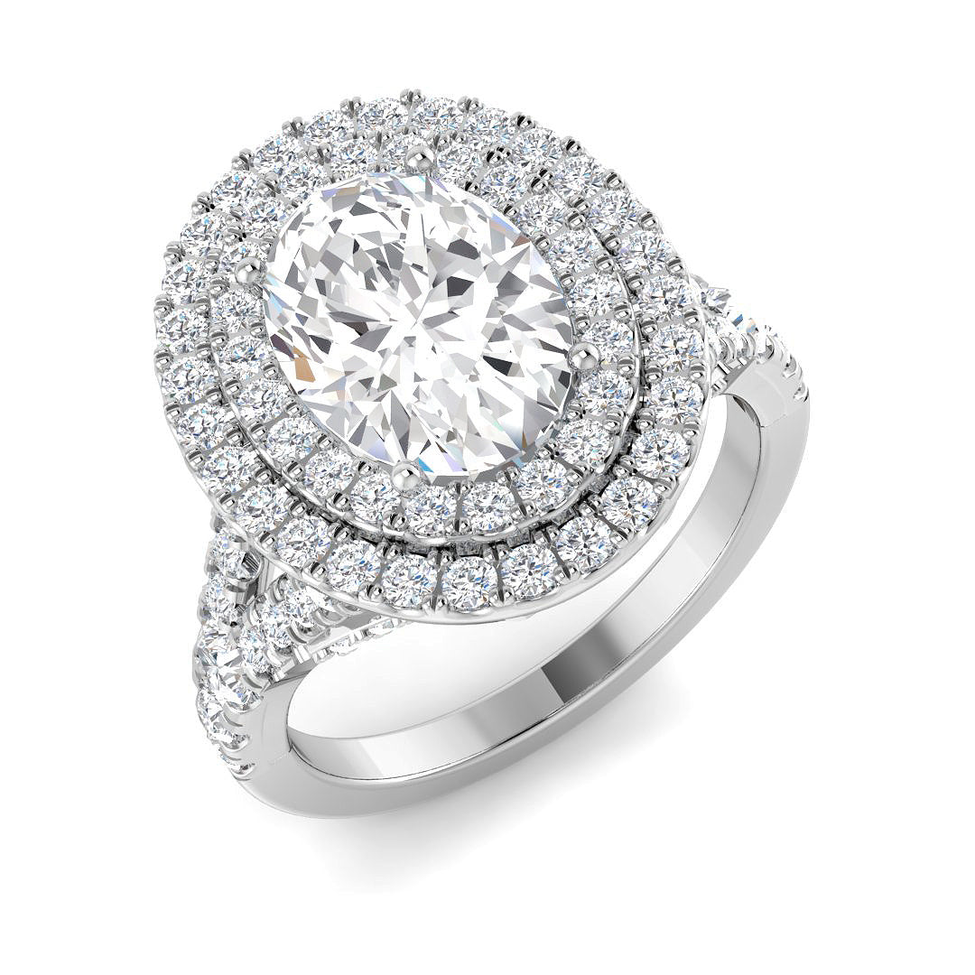 Halo Lab-Grown Diamond Ring 3.19ct–3.29ct – SR4627 – 18k White Gold