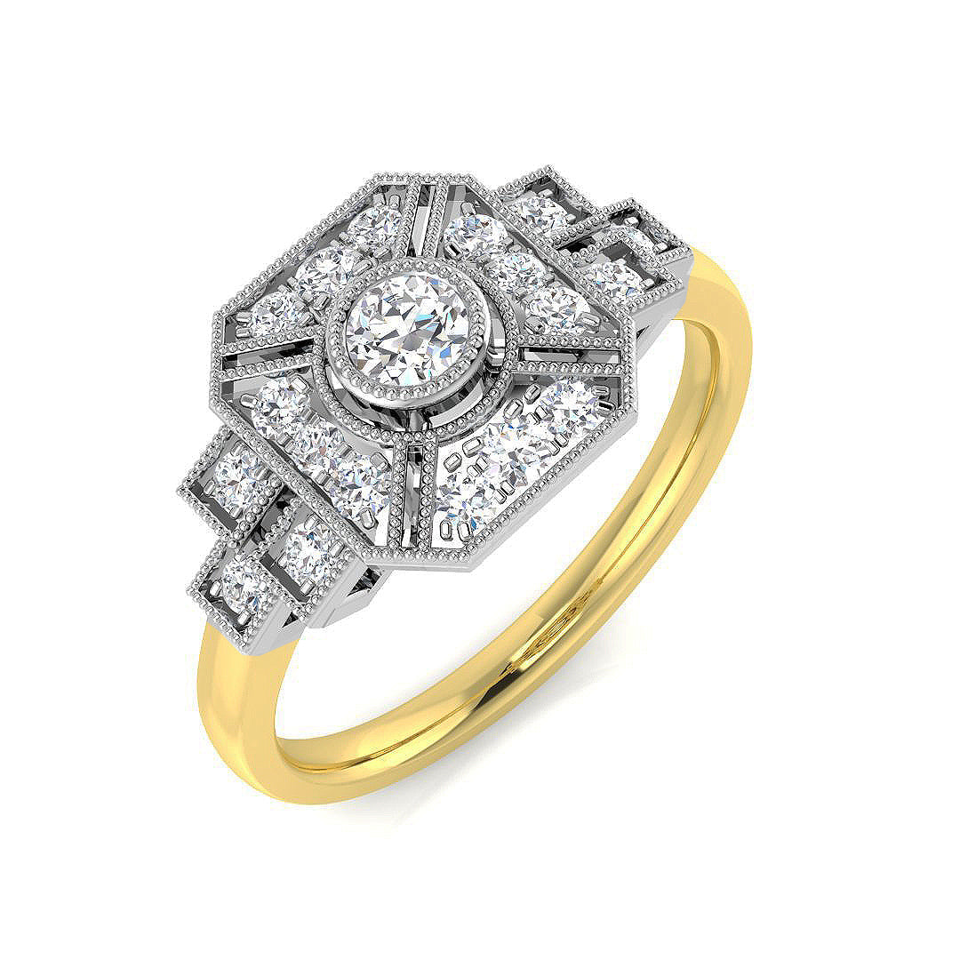 Vintage Diamond Ring 0.4ct–0.91ct – SL8345 – Platinum & Two Tone Gold