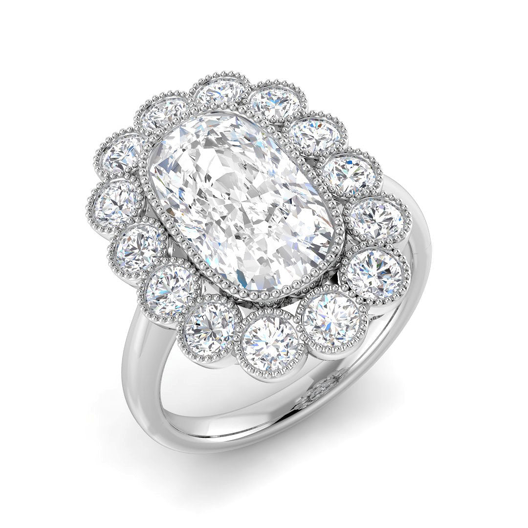 Vintage Lab-Grown Diamond Ring 1.31ct–4.31ct – SR7270 – 18k White Gold