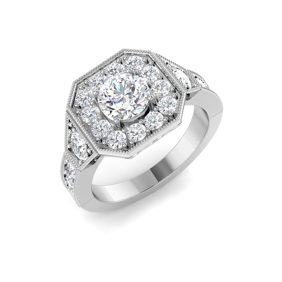 Vintage Diamond Ring 0.85ct–1.13ct – SR5935 – 18k White Gold