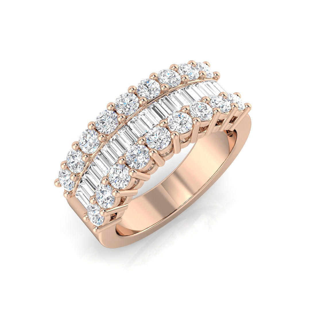 Baguette & Brilliant Diamond Ring 1.16ct–3.32ct – SL4183 – 18k Rose Gold