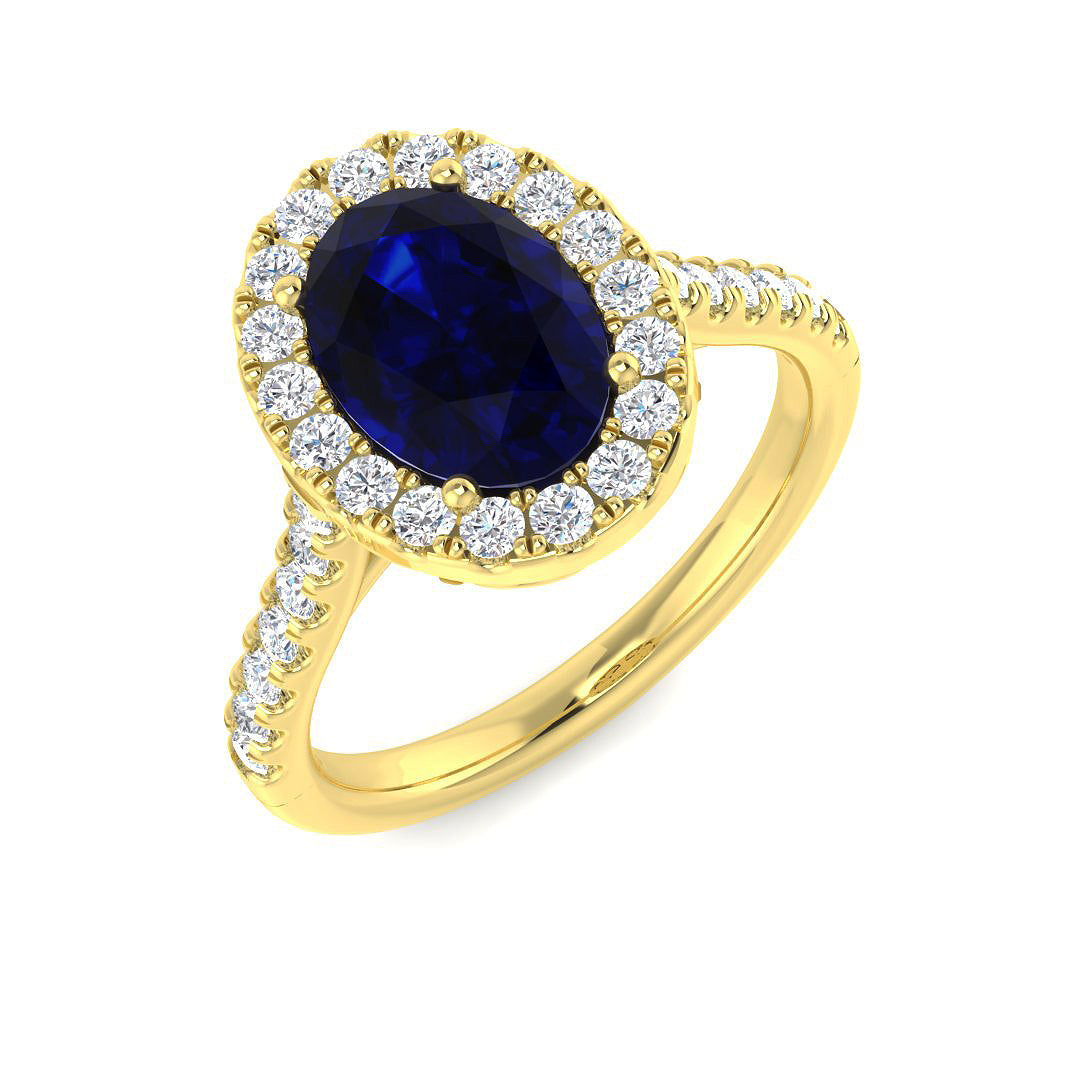 Halo Diamond Ring 0.82ct–2.36ct – SR54~BS – 18k Yellow Gold