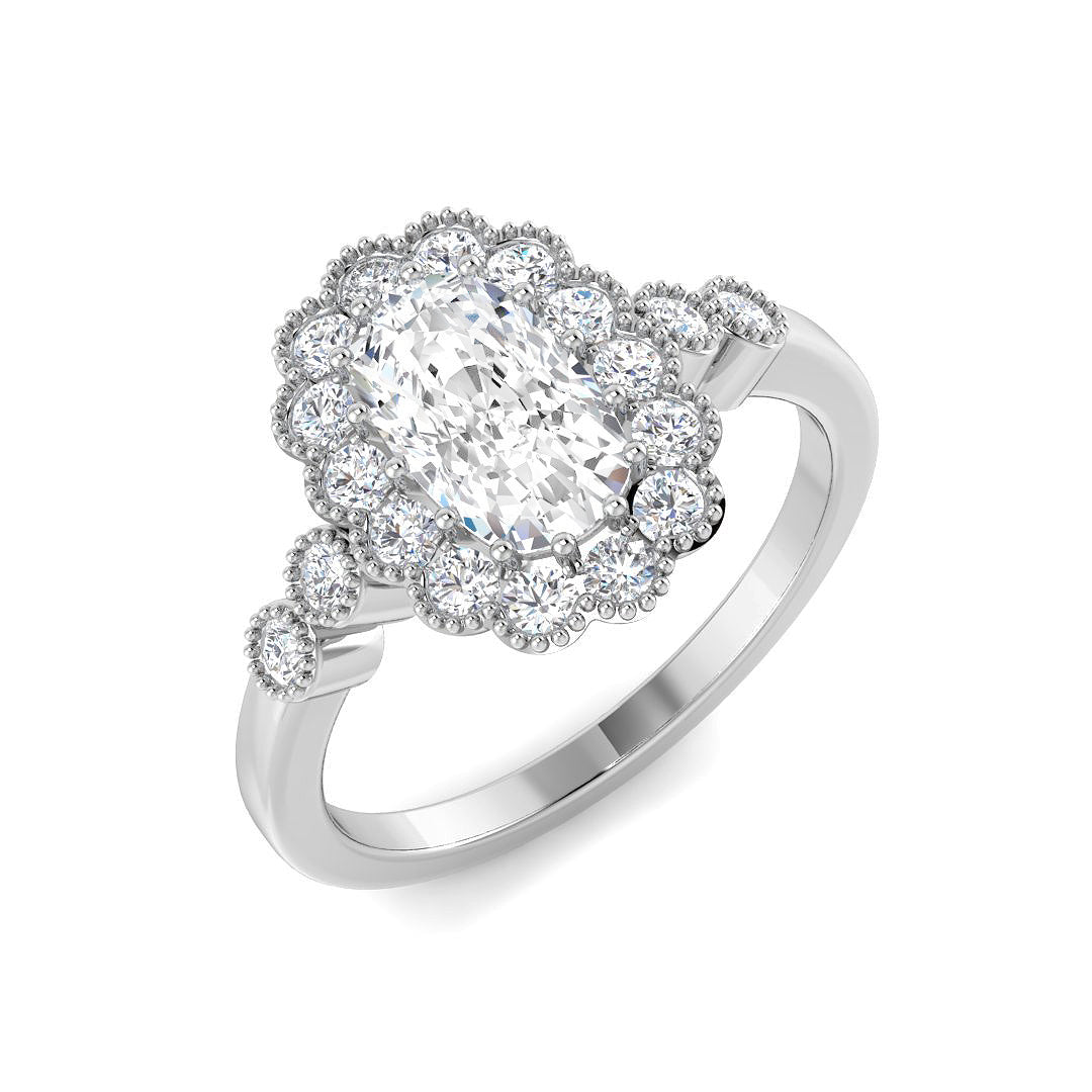 Vintage Lab-Grown Diamond Ring 1.46ct–4.42ct – SR7522 – 18k White Gold