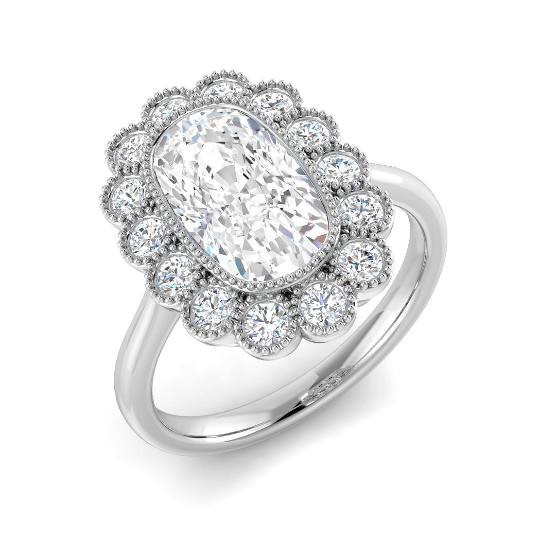 Vintage Lab-Grown Diamond Ring 1.31ct–4.31ct – SR7270 – 18k White Gold